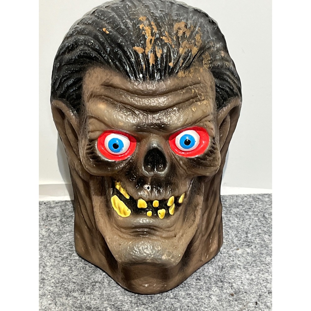 Vintage Rubber Monster Mask Horror Zombie Ghoul Blue Eyes Halloween Prop